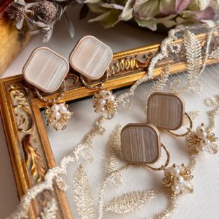 【リンネル掲載】fleshwater perl × flower bouquet